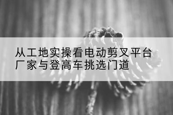 额济纳旗电动剪叉升降平台厂家-从工地实操看电动剪叉平台厂家与登高车挑选门道