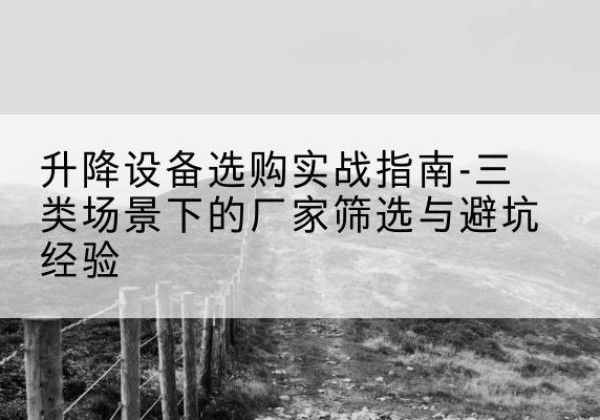 额济纳旗移动式升降机厂家推荐-升降设备选购实战指南-三类场景下的厂家筛选与避坑经验